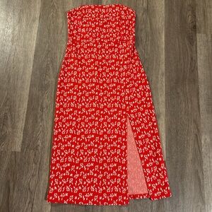 Zara Red and White Floral Midi Dress